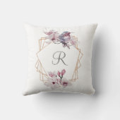 Coussin Cadre Orné de Magnolias Roses Blanches et Oiseau e (Verso)