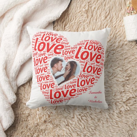 Coussin Cadre photo de typographie de la Saint-Valentin "C (Couverture)