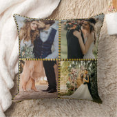 Coussin Cadre photo doré de mariage moderne élégant 4  (Couverture)