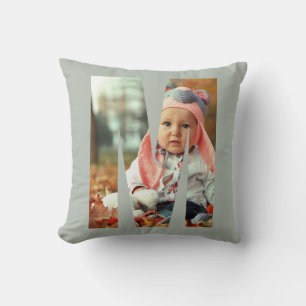 Coussin Cadre photo personnalisé bébé Sage