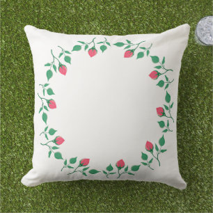 Coussin Cadre rond fleuri avec fleurs roses