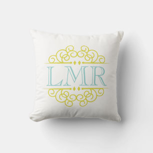 Coussin Cadre Vintage Jaune et Monnaie Monogramme