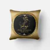 Coussin Cadres noir et or et Ancre nautique (Verso)
