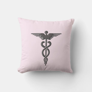 Coussin Caducée Médical Rose