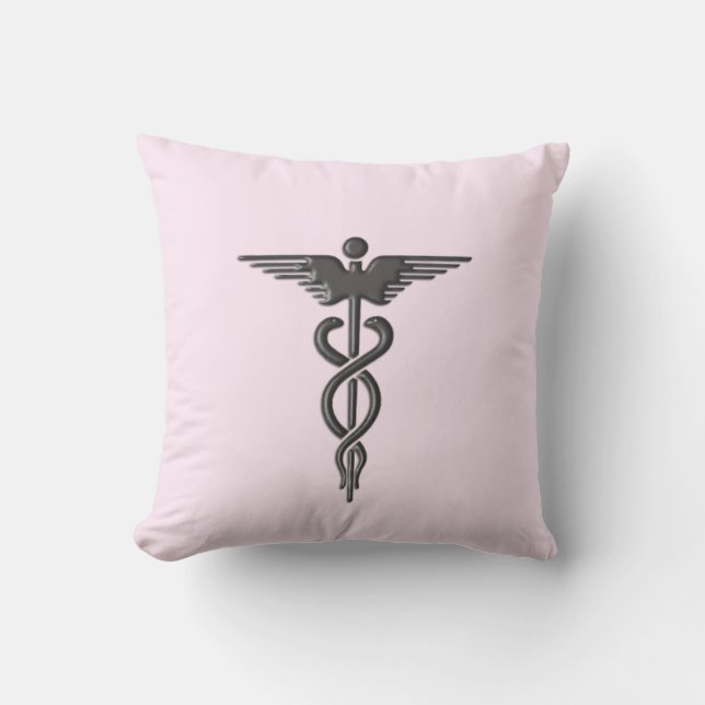 Coussin Caducée Médical Rose (Recto)