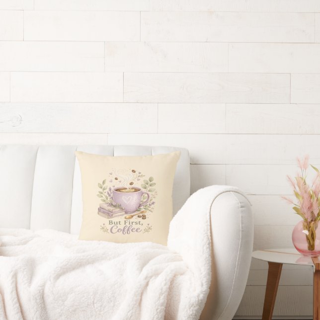 Coussin Café aquarelle lavande cosy (Canapé)