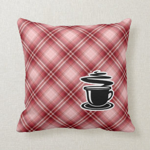 Coussin Café chaud de plaid rouge