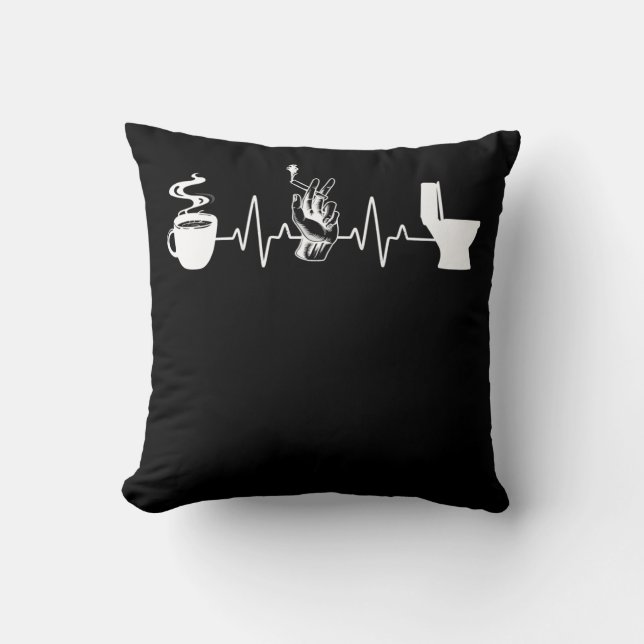Coussin Café Cigarette Toilette Humour fumeur (Recto)