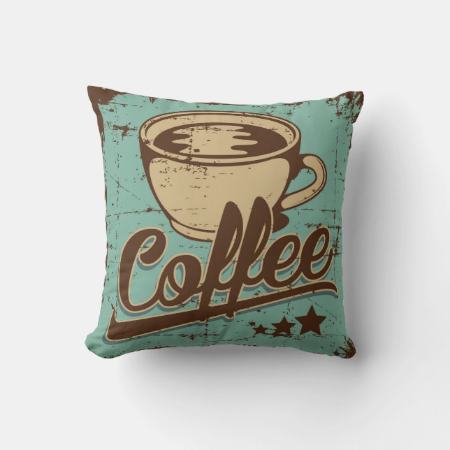 Coussin Café classique rétro Vert olive Vintage (Recto)