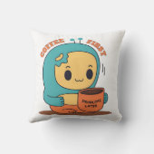 Coussin Café d'abord... Problèmes plus tard - Joli dessin (Verso)