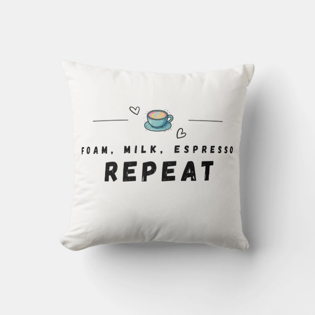 Coussin Café Expresso Lait Mousseux Répéter (Recto)