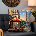 Coussin Café français coloré Tour Eiffel Paris France<br><div class="desc">Café français coloré Tour Eiffel Paris France Throw Pillow Cushion dispose d'un café français coloré et d'une architecture avec la Tour Eiffel dans l'arrière - plan. Créé par Evco Studio www.zazzle.com/store/evcostudio</div>