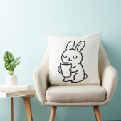Coussin Café Gribouillis Lapin Douillet (Chaise)