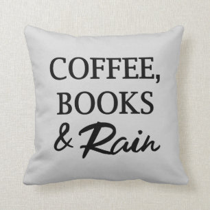 Coussin Café, livres et carreau carré de pluie