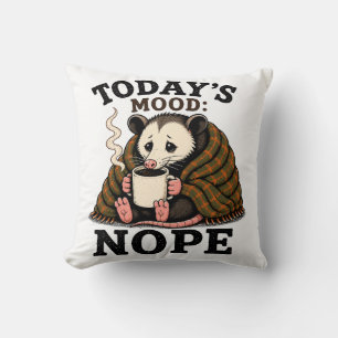 Coussin Café Opossum Grincheux Dessin Drôle de Matin