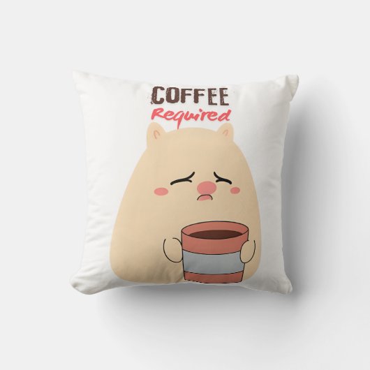 Coussin Café requis - Conception de Doodle Fatigué mignon (Recto)