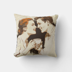 Coussin Café romantique Date Couples Partageant un regard