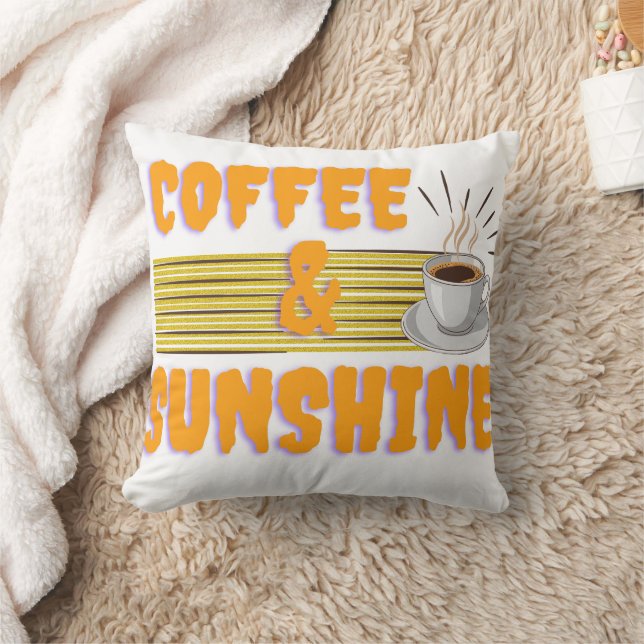 Coussin Café & Soleil – Vibrations Matinales Positives (Couverture)