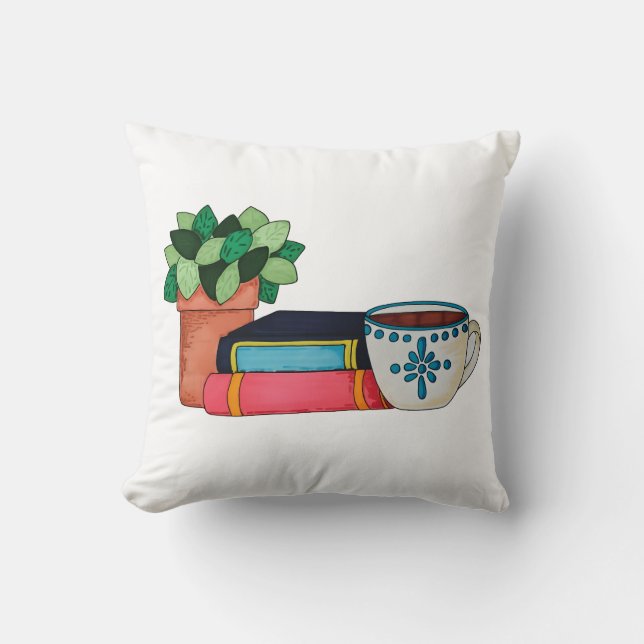 Coussin Café & un bon livre (Recto)