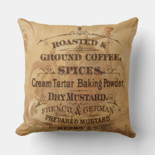 Coussin Café Vintage et Épices Rustique et Élégant