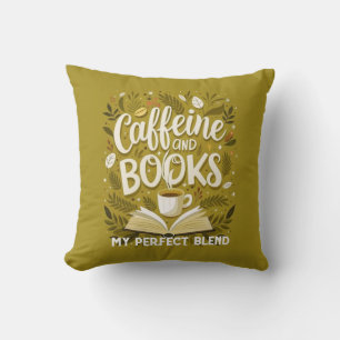 Coussin Caféine et livres : mon mélange parfait, Calligrap