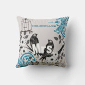 Coussin Cage à oiseaux Damask sarcelle Oiseau de l'amour M (Verso)
