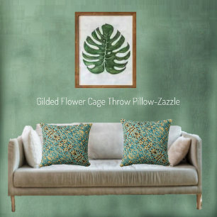 Coussin Cage de fleurs dorées