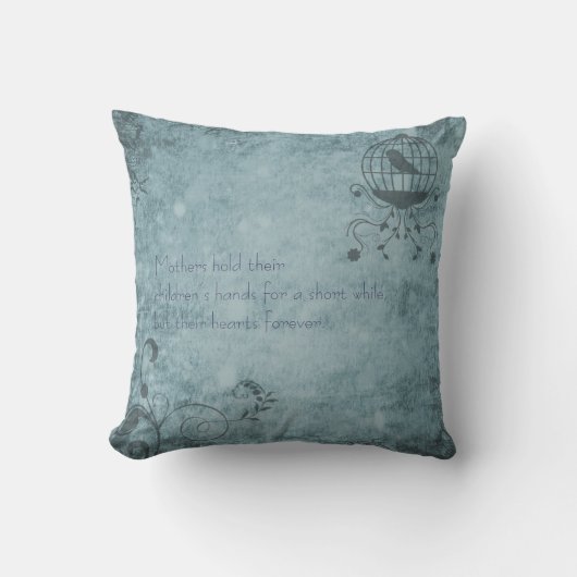 Coussin Cage d'oiseaux au bleu profond de Steampunk (Recto)