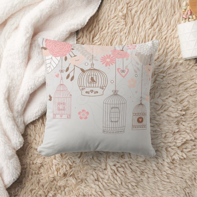 Coussin Cages à oiseaux fantaisistes & Fleurs (Couverture)