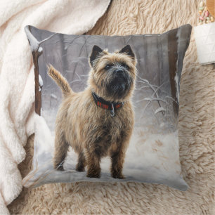 Coussin Cairn Terrier Qu'Il Neige Noël