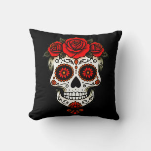 Coussin Calavera Florale : L'Art du Jour des Morts à Porte