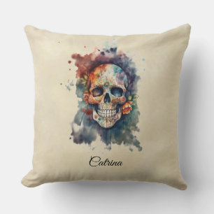 Coussin Calavera Hermosa personnalisée Crâne de la Fête de