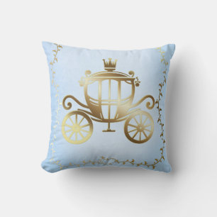 Coussin Calèche dorée élégante Livre bleu d'histoires Prin