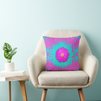 Coussin Caleidoscopio de Magenta y Turquesa