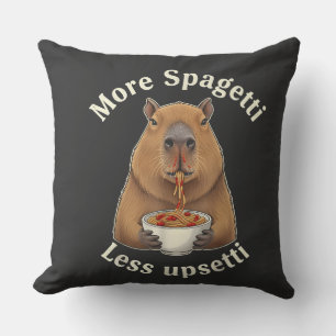 Coussin Calembour de capybara drôle avec des spaghetti - P