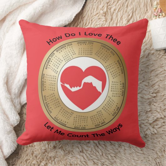 Coussin Calendrier 2026 Amoureux 'Comment t'aime-je ?' (Couverture)