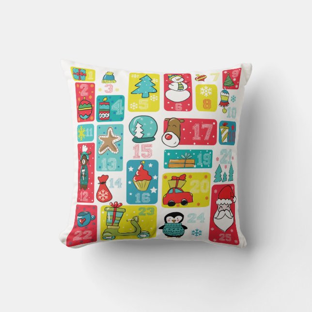 Coussin Calendrier de l'Avent Main peinte moderne (Recto)