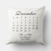 Coussin Calendrier de Nouvellement Mariés Date de Mariage (Recto)