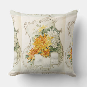 Coussin Calendrier vintage des mamans orange et blanche