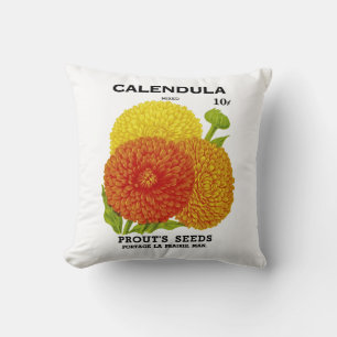 Coussin Calendula Vintage Seed Packet