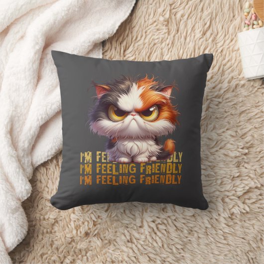 Coussin Calico Grumpy Chat et une citation drôle (Couverture)