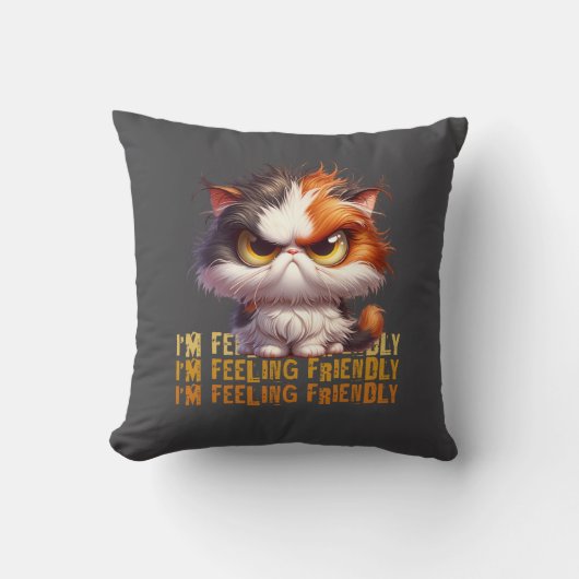 Coussin Calico Grumpy Chat et une citation drôle (Recto)
