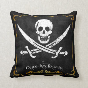 Coussin Calico Jack Rackham Pirate Drapeau Jetez l'oreille