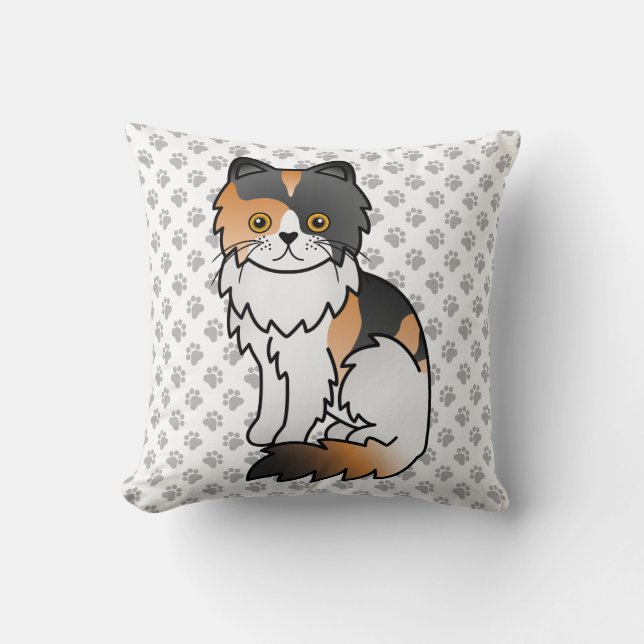 Coussin Calico Persian Chaton de Dessin Animé Mignon & Pat (Recto)