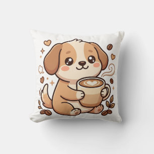 Coussin Câlin Cœur Latte Chien Mignon