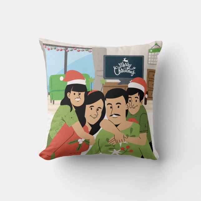 Coussin Câlin de Noël en famille (Recto)