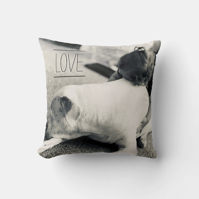 Coussin câlins de bébé chien pitbull amour simple noir bla (Recto)