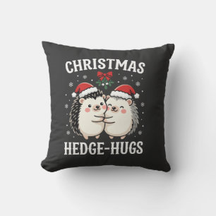 Coussin Câlins de Noël au Hérisson Mignon Vacances de Noël