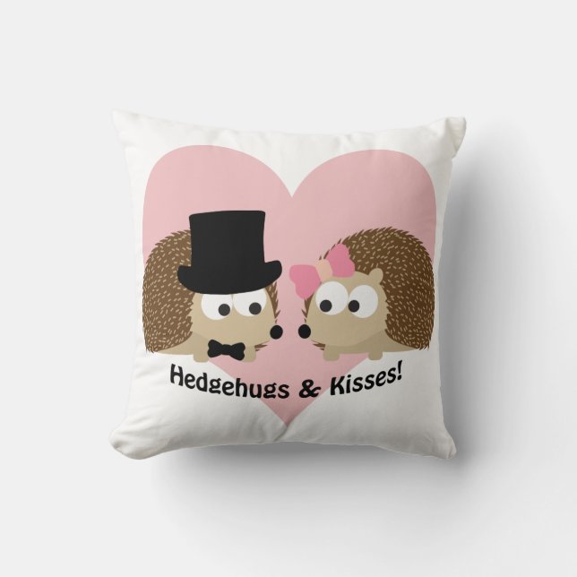 Coussin Câlins et Bisous Couple de Hérissons (Recto)