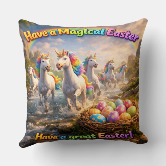 Coussin Call Easter enchanted unicorns and Easter eggs dec (Verso)
